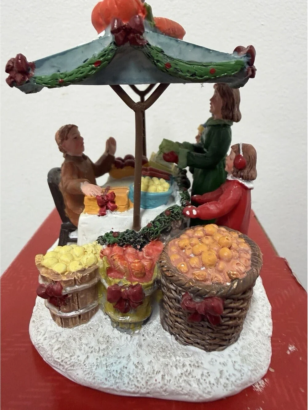 Vintage St Nicholas Square Christmas Village - “Farmers Market Stand” With  Box